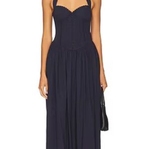 Revolve Strapless Sweetheart Navy Maxi Dress